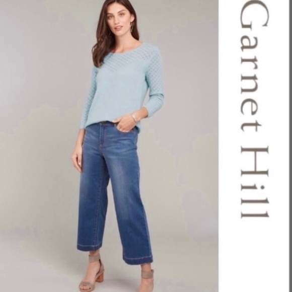 Garnet Hill Wide Leg High Waist Organic
Cotton Crop Denim Blue Jeans Size 29 - Picture 6 of 16